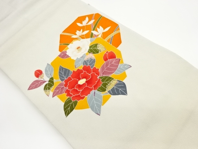 JAPANESE NAGOYA OBI / CHIRIMEN / CAMELLIA / ARTIST WORK